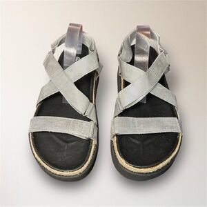 BP Gage 8.5 Silver Platform Sandals Strappy Espadrille Summer Beach‎ Casual